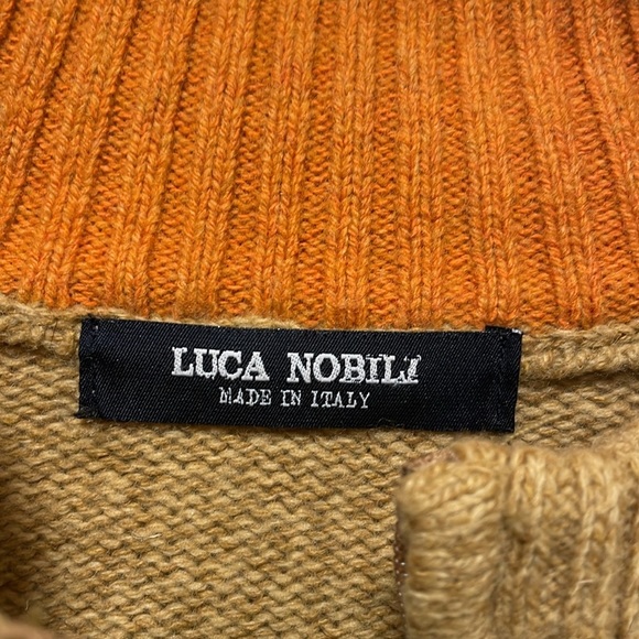 Luca Nobili | Full Zip |Made in Italy |Wool Blend | Tan |Cardigan Sweater|Size L - Picture 5 of 11